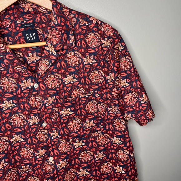 GAP Linen Cotton Vacay Shirt - Tropical Paisley - Picture 7 of 13